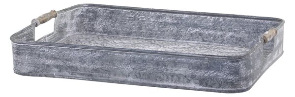 Zinkový antik plechový podnos s držadly Millo - 44*34*6 cm - Chic Antique