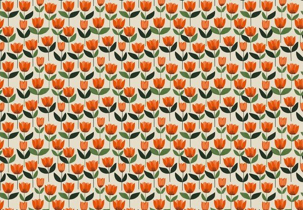 Fototapeta - Vzor s tulipány (245x170 cm)