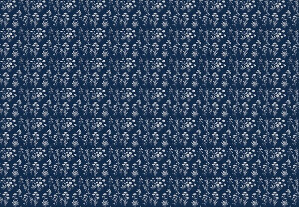 Fototapeta - Květinový vzor na modrém pozadí (245x170 cm)