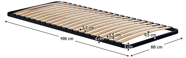KONDELA Rošt v pevném rámu, 90x200, KOVOVÝ ROŠT 2 NEW