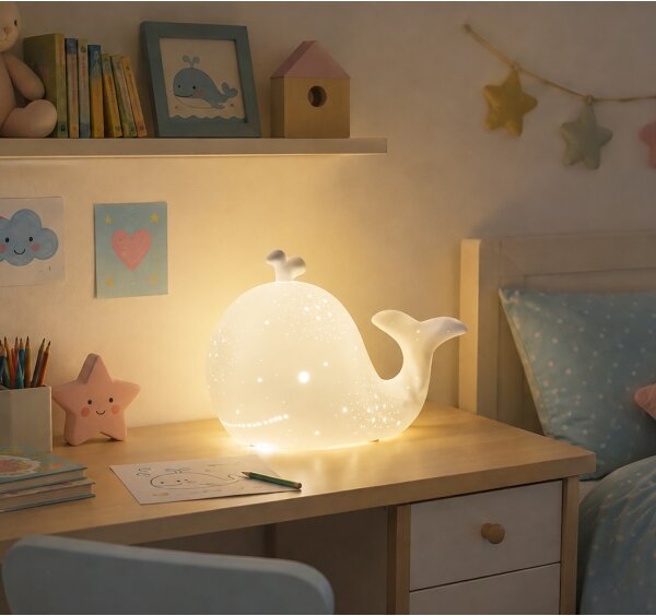ONLI - Stolní lampa PORCELLANA 1xE14/6W/230V 16,2 cm velryba