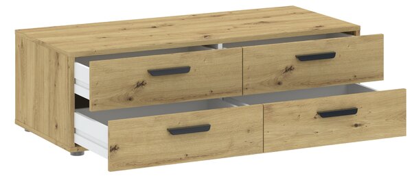 Třídveřová šatní skříň 111 cm se šuplíky RICHLAND - dub artisan