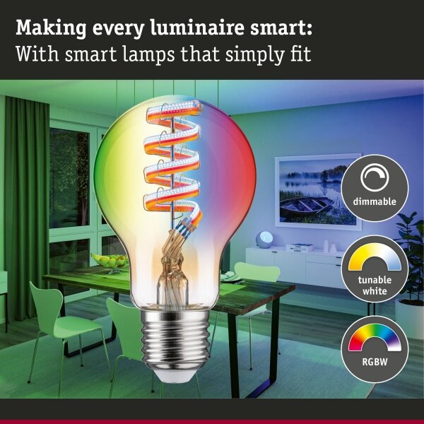 LED RGBW Stmívatelná žárovka FILAMENT E27/6,3W/230V 2200-6500K - Paulmann 29156