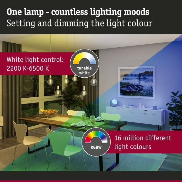 LED RGBW Stmívatelná žárovka FILAMENT E27/6,3W/230V 2200-6500K - Paulmann 29156