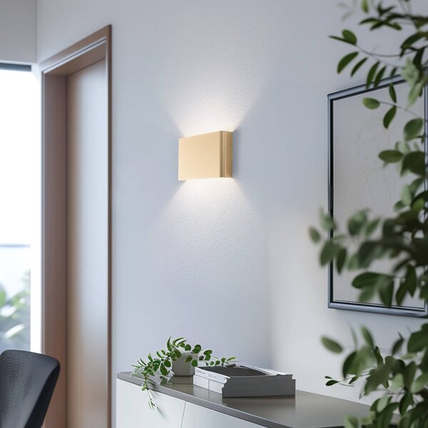 Nowodvorski Lighting Nástěnné světlo Haga, zlatá, kov, šířka 25 cm, G9, stmívatelný, Mosaz / zlato, Obývací pokoj / jídelna, Hliník, Moderní