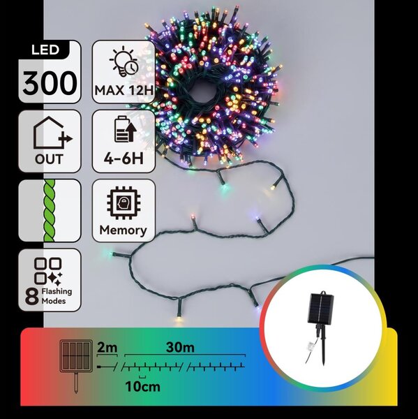 Aigostar - LED Solární ván řetěz 300xLED/8 funkcí 32m IP65 multicolor 1200 mAh