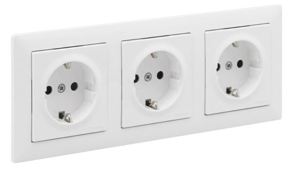 Legrand - Trojitá zásuvka domovní SCHUKO s rámečkem SUNO 250V bílá