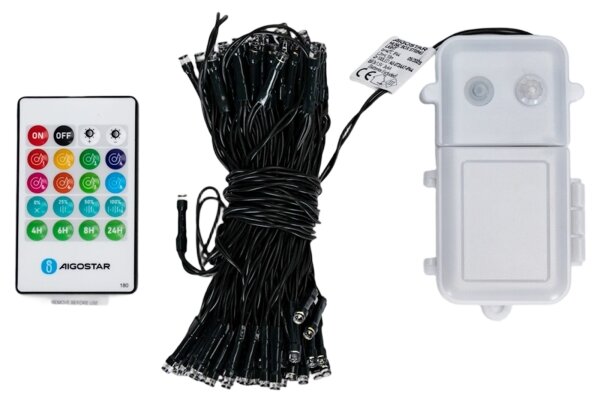Aigostar - LED Stm venk ván řetěz se senz 100xLED/3xAA 12m teplá bílá + DO