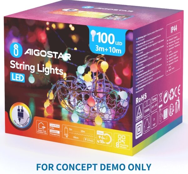 Aigostar-LED Venk vánoční dekorace 120xLED/8 funkcí 80 cm IP44 Santa/studená