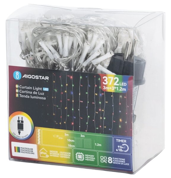 Aigostar - LED Venkovní vánoční řetěz 372xLED/8 funkcí 6x1,2m IP44 multicolor