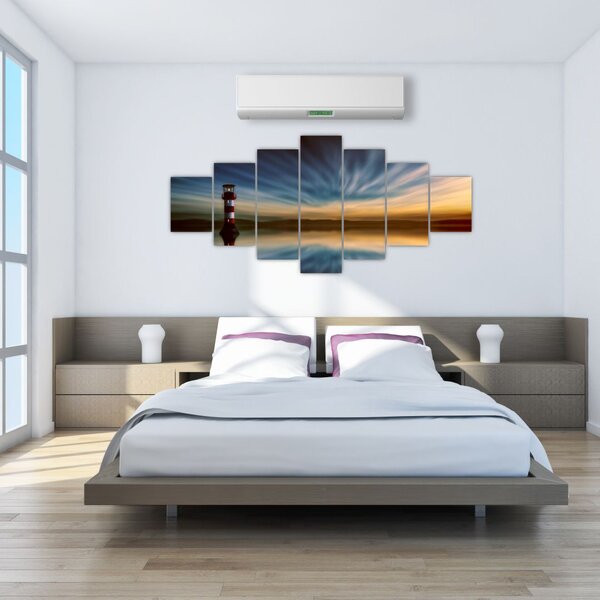 Obraz majáku v moři (210x100 cm)