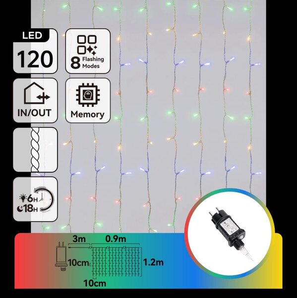 Aigostar - LED Venkovní vánoční řetěz 120xLED/8 funkcí 3,9x1,2m IP44 multicolor