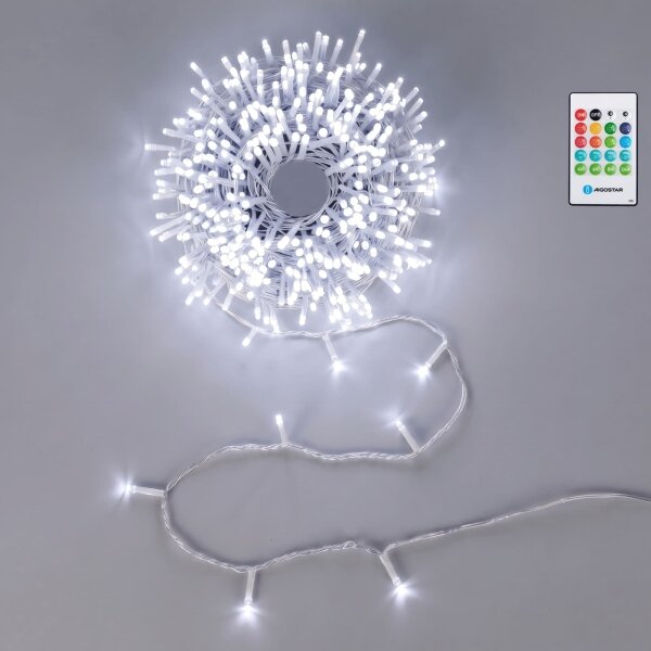 Aigostar - LED Stm venk ván řetěz se senz 100xLED/3xAA 12m studená bílá + DO