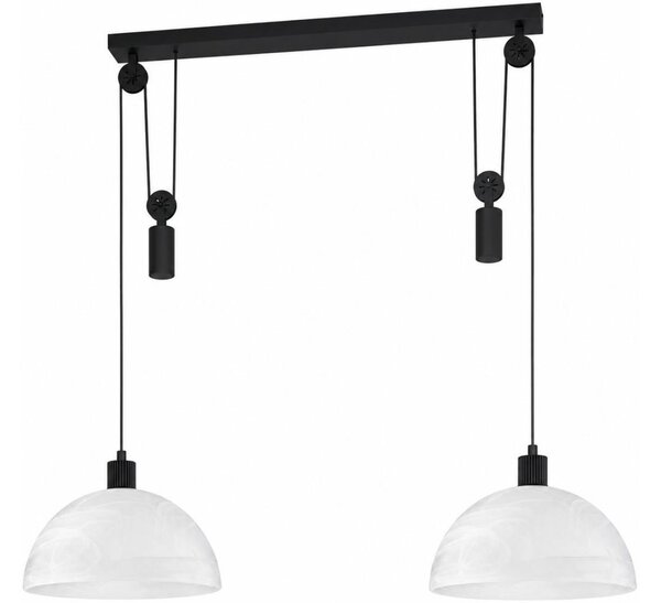 BRILAGI - LED Lustr na lanku RETRO GLASS 2xE27/40W/230V černá/bílá