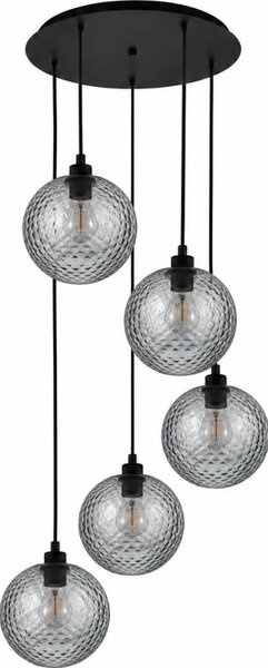 BRILAGI - LED Lustr na lanku RETRO GLASS 5xE27/60W/230V černá/kouřová šedá