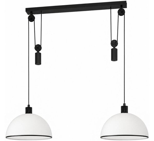 BRILAGI - LED Lustr na lanku RETRO GLASS 2xE27/40W/230V černá/bílá