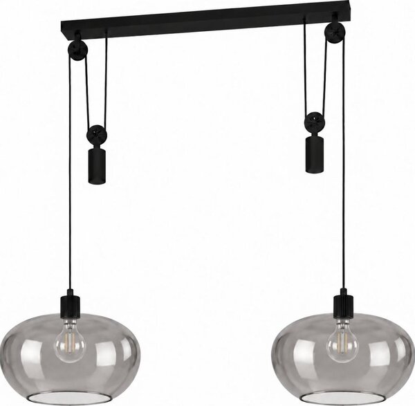 BRILAGI - LED Lustr na lanku RETRO GLASS 2xE27/40W/230V černá/kouřová šedá