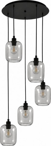 BRILAGI - LED Lustr na lanku RETRO GLASS 5xE27/60W/230V černá/kouřová šedá