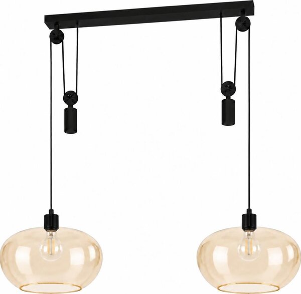 BRILAGI - LED Lustr na lanku RETRO GLASS 2xE27/40W/230V černá/kouřová béžová