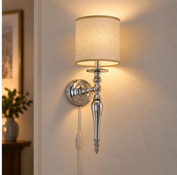 BRILAGI - Nástěnná lampa NUBILA 1xE27/60W/230V lesklý chrom/světle hnědá