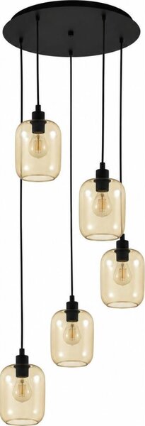 BRILAGI - LED Lustr na lanku RETRO GLASS 5xE27/60W/230V černá/kouřová hnědá