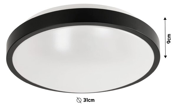 ECO LIGHT LED stropní svítidlo 2xE27 kulatá černá + 2x E27 10W neutrální bílá