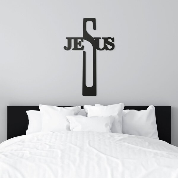 DUBLEZ | Dřevěný kříž na stěnu - Jesus | Obraz