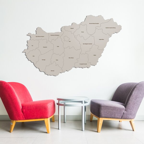 DUBLEZ | Dřevěná mapa na stěnu - Župy Maďarska | Obraz