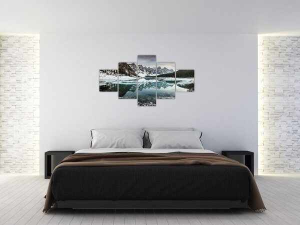 Obraz - jezero v zimě (125x70 cm)