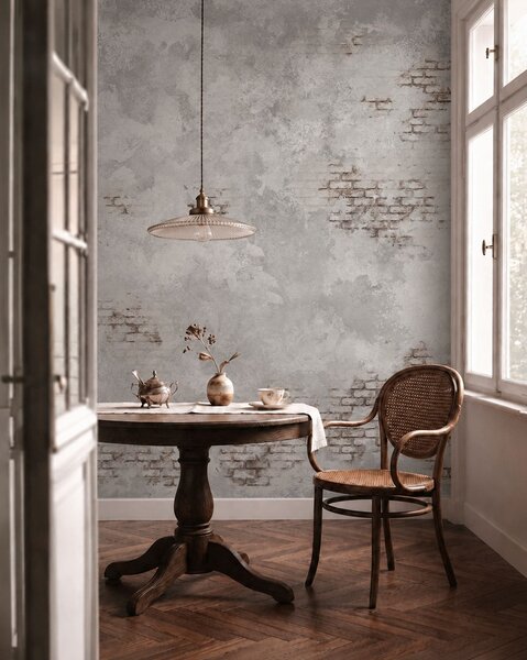 Fototapety Textura omítky ve stylu grunge s fragmenty obnažených cihel, Fototapety Průmyslový styl, w05161 : uwalls.cz