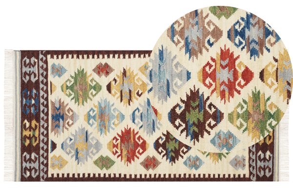 Vlněný kelimový koberec 80 x 150 cm vícebarevný AKNALICH