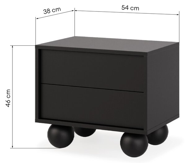 Hector Noční stolek FRANCESCO 54 cm černý