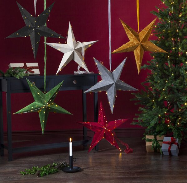 Papírová svítící LED hvězda Velvet 60 cm