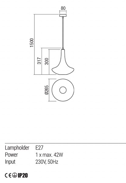 Redo Závěsné svítidlo Decanter Barva: Měděná