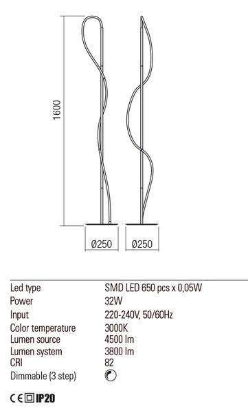 Redo Stojací LED lampa Corral