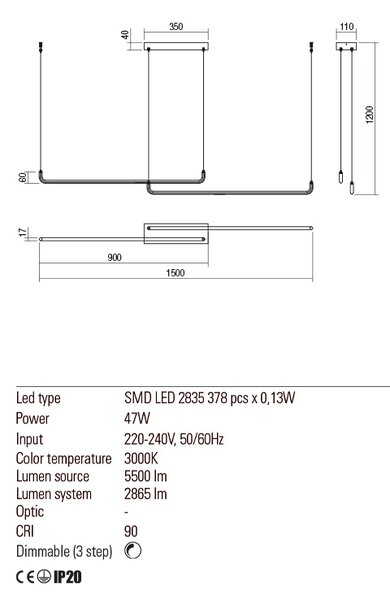 Redo Závěsné LED svítidlo Balance double