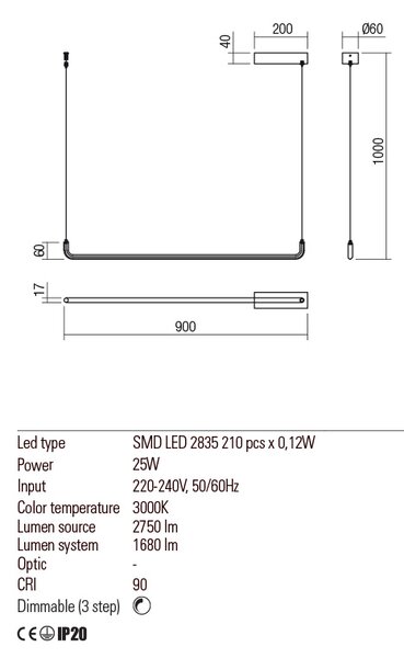 Redo Závěsné LED svítidlo Balance