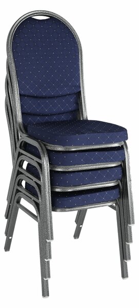 KONDELA Židle, stohovatelná, látka modrá/šedý rám, JEFF 2 NEW