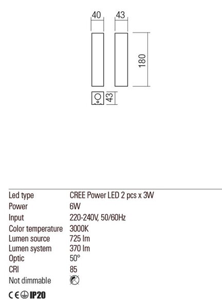 Redo Nástěnná LED lampa Saber Barva: Černá