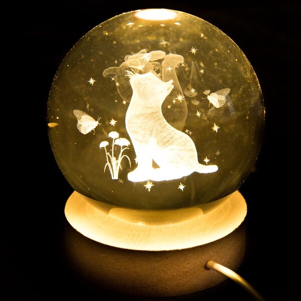 Stolní lampa KOČKA průhledná/přírodní
