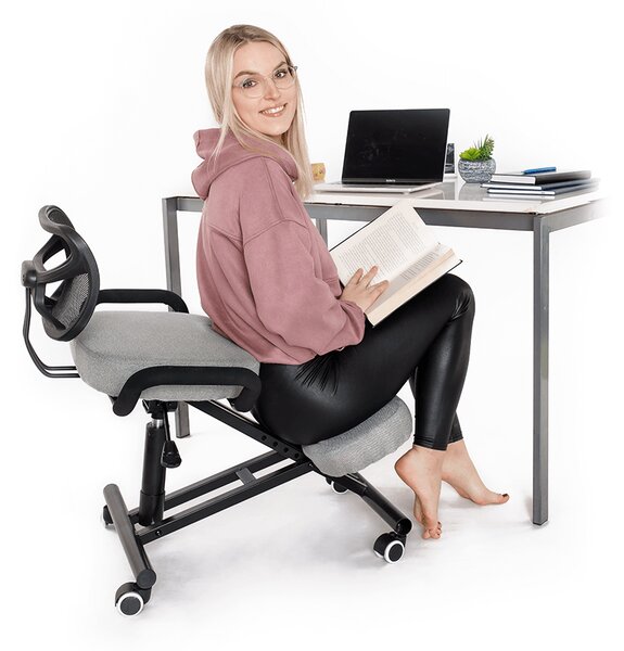 KONDELA Ergonomická kľakačka, šedohnědá taupe / černá, RUFUS