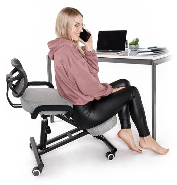 KONDELA Ergonomická kľakačka, šedohnědá taupe / černá, RUFUS