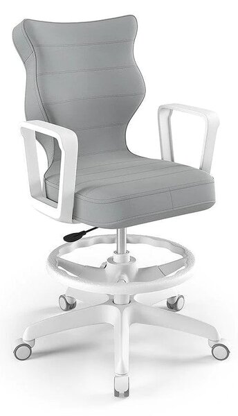 NORM Dětská otočná židle s područkami a podnožkami pro děti o výšce 146-176 cm, šedá barva | Entelo