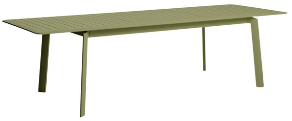 Kave Home Zelený hliníkový rozkládací zahradní stůl Brela 205/287 x 100 cm