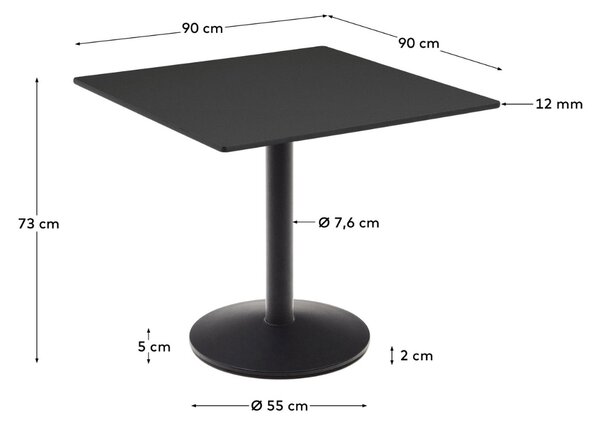 Černý bistro stolek Kave Home Esilda 90 x 90 cm