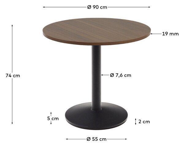 Ořechový bistro stolek Kave Home Esilda 90 cm