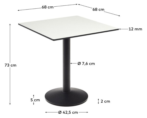 Bílý bistro stolek Kave Home Esilda 68 x 68 cm