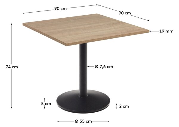 Přírodní bistro stolek Kave Home Esilda 90 x 90 cm
