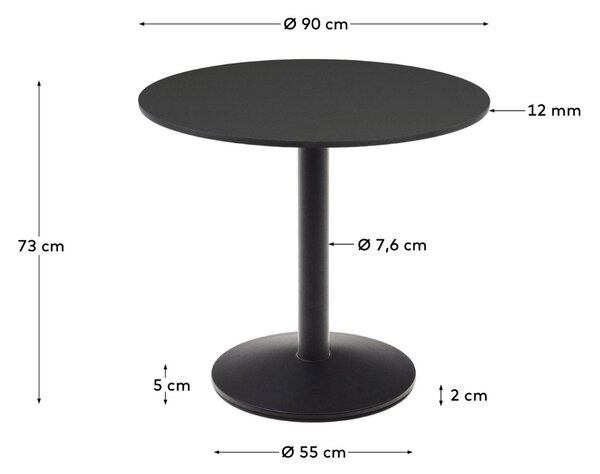 Černý bistro stolek Kave Home Esilda 90 cm