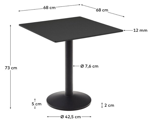 Černý bistro stolek Kave Home Esilda 68 x 68 cm